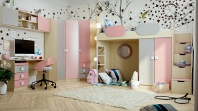 Детская комната Грэйси (Розовый/Серый/корпус Клен) в Петрозаводске - petrozavodsk.katalogmebeli.com | фото