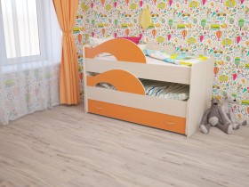 Кровать детская Радуга 1600 Млечный дуб/Оранжевый в Петрозаводске - petrozavodsk.katalogmebeli.com | фото