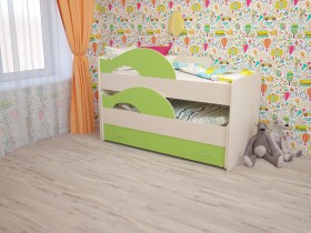 Кровать детская Радуга 1600 Млечный дуб/Салатовый в Петрозаводске - petrozavodsk.katalogmebeli.com | фото