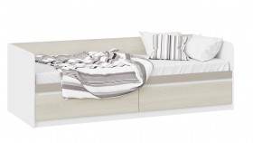 Кровать «Сканди» с 2 ящиками Дуб Гарден/Белый/Глиняный серый в Петрозаводске - petrozavodsk.katalogmebeli.com | фото