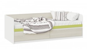 Кровать «Сканди» с 2 ящиками Дуб Гарден/Белый/Зеленый в Петрозаводске - petrozavodsk.katalogmebeli.com | фото