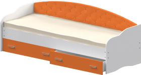 Кровать Софа-7 с мягкой спинкой (800х1900) Белый/Оранжевый в Петрозаводске - petrozavodsk.katalogmebeli.com | фото
